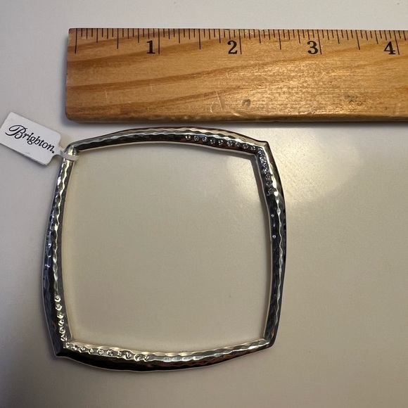 NEW Brighton Silver Textured Bangle with Blue Heart Pouch - Picture 7 of 9